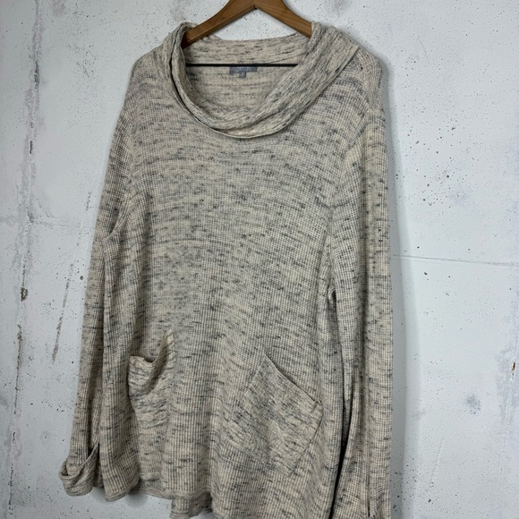 Habitat Cream Gray Speckled Cowl Neck Oversize Tunic Sweater Boucle Knit XL - Picture 3 of 12